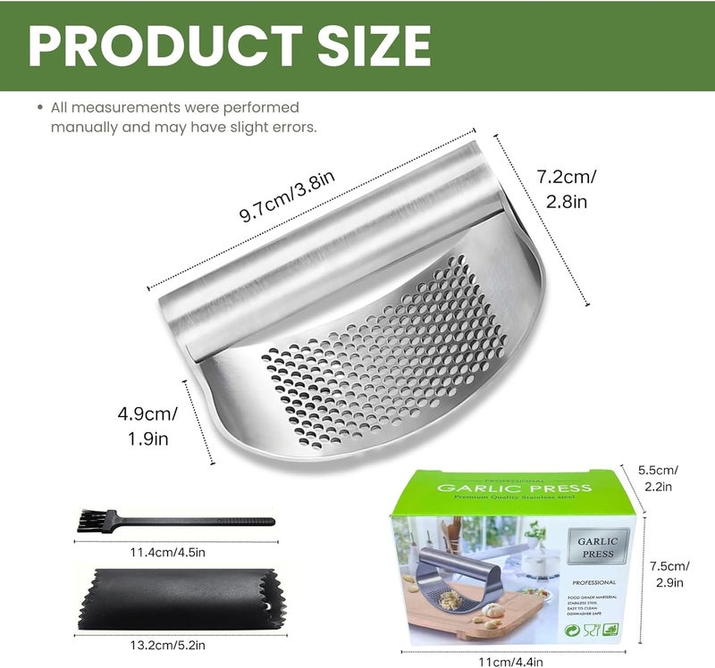 BOKKY Garlic Press Rocker 304 Stainless Steel Garlic Mincer & Crusher with Silicone Peeler and Cleaning Brush, Ergonomic Dishwasher Safe Garlic Chopper Kitchen Gadget for Seniors & Home Cooks - Image 5